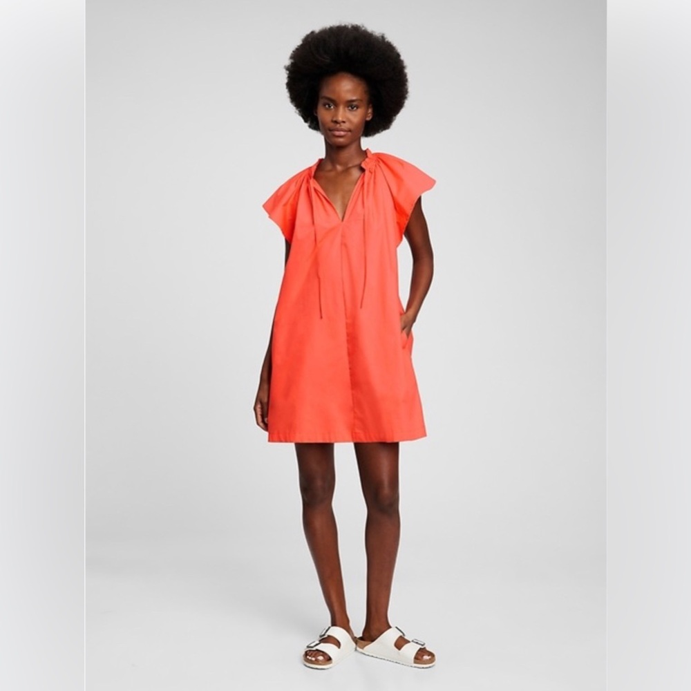 Tie-Front Flutter Sleeve Mini Dress